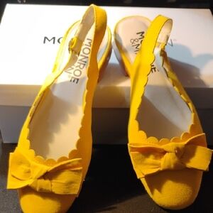 Monroe & Main Yellow Bow Slingback Heels